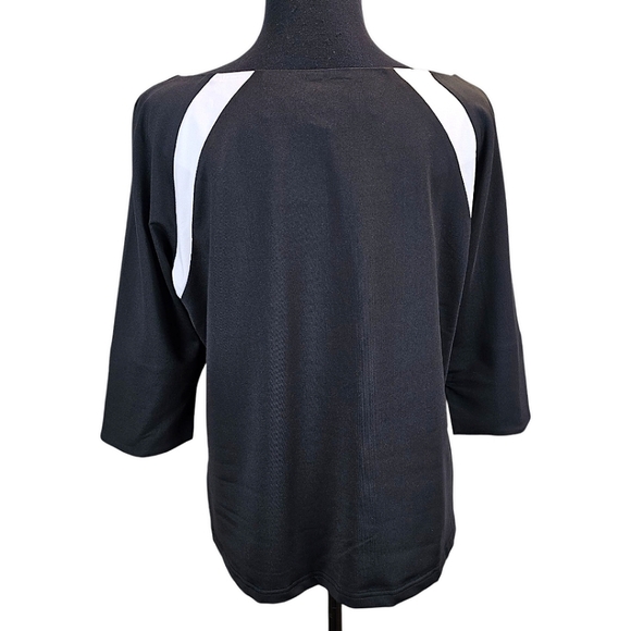 Gretchen Scott Jersey Tee Topper Medium Black 3/4 Sleeves Sporty Athleisure Golf - Picture 6 of 16